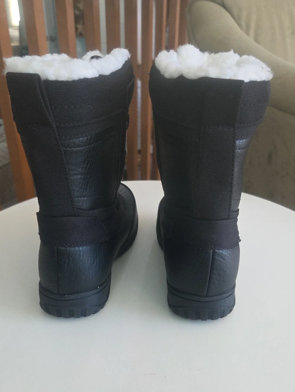 Eddie Bauer Kids Black Winter Snow Boots with Faux Fur Lining Size 11